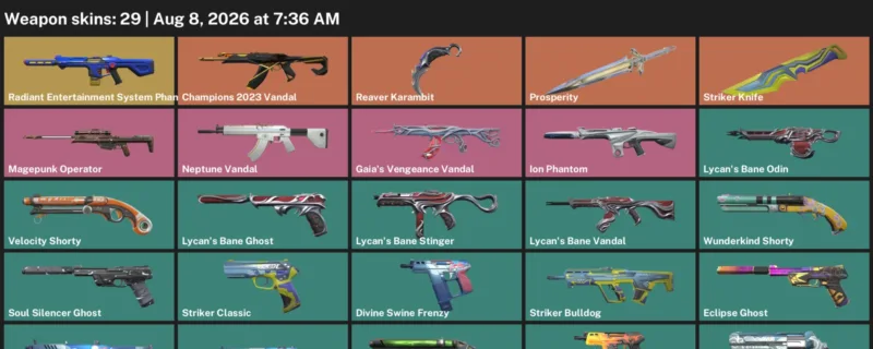 Valorant account inventory for LVL 146 · Champions 2023 Vandal & Reaver Karambit & Striker Knife