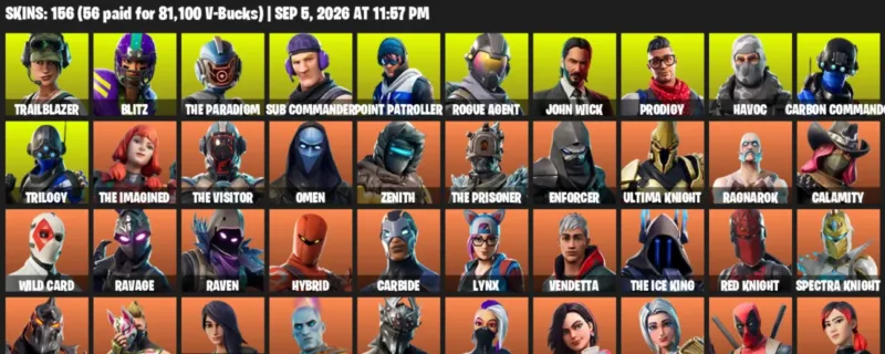 Fortnite account inventory for LVL 1495 - Trailblazer - Blitz - 156 Outfits