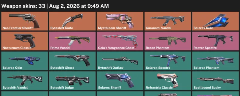 Valorant account inventory for LVL 67 · Byteshift Knife & Byteshift Vandal