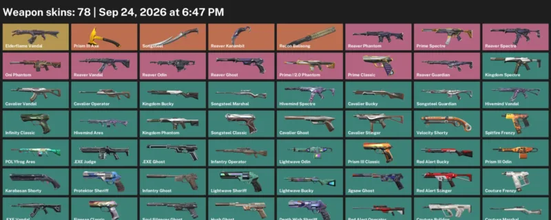 Valorant account inventory for LVL 169 · Reaver Karambit & Exe Vandal