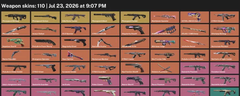 Valorant Accounts listing: LVL 81 · Altitude Knuckle Knife & Interhelm Sword · 110 Skins - Platinum 1, 110 skins