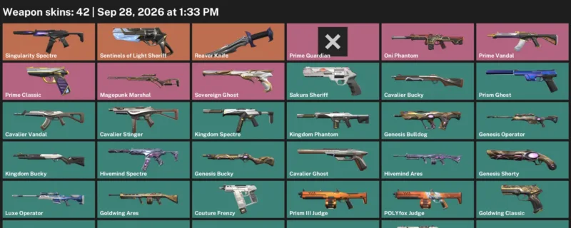 Valorant account inventory for LVL 29 · Reaver Knife & Exe Odin
