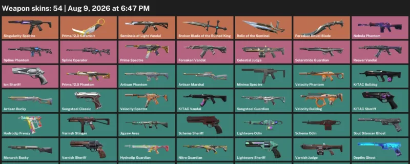 Valorant account inventory for LVL 64 · 2.0 Karambit & Forsaken Ritual Blade