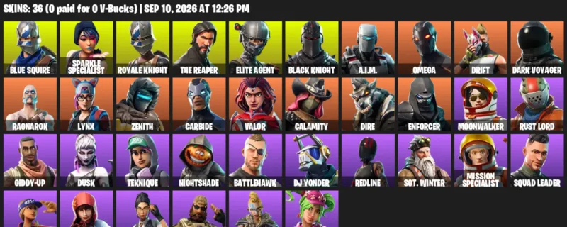 Fortnite account inventory for LVL 608 - Blue Squire - Sparkle Specialist - 36 Outfits
