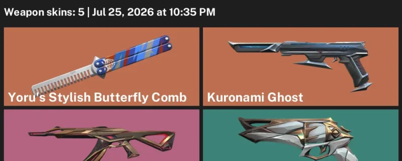 Valorant Accounts listing: LVL 44 · Yoru's Stylish Butterfly Comb · 5 Skins - Bronze 2, 5 skins