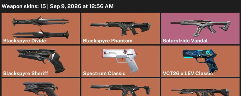 Valorant account inventory for LVL 11 · Blackspyre Phantom & Blackspyre Sheriff
