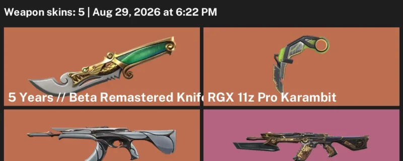 Valorant account inventory for LVL 62 · RGX 11z Pro Karambit & Beta Remastered Knife