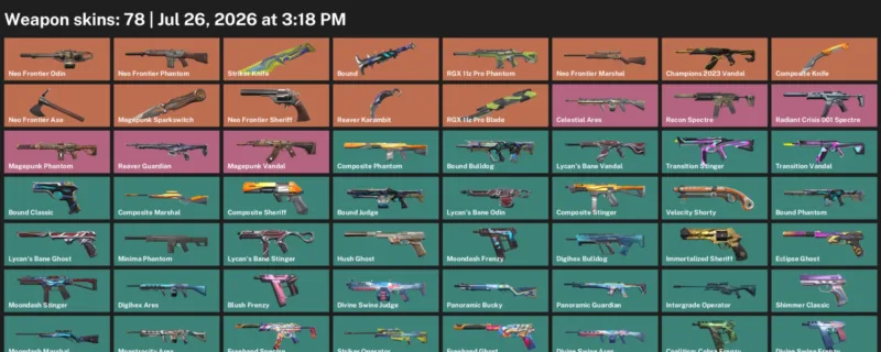 Valorant Accounts listing: LVL 225 · Composite Knife & Reaver Karambit · 78 Skins - Bronze 2, 78 skins