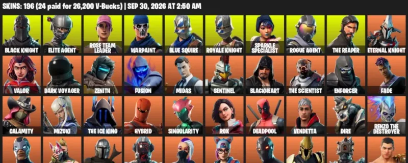 Fortnite account inventory for Black Knight - Elite Agent - 120 Outfits