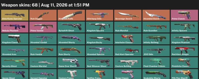 Valorant account inventory for LVL 295 · Ruin Dagger & Kingdom Knife