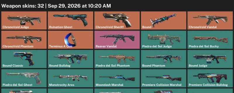 Valorant account inventory for LVL 102 · ChronoVoid Phantom & ChronoVoid Sheriff