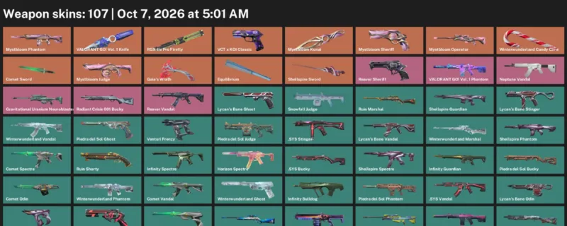 Valorant account inventory for LVL 112 · Valorant GO! Vol. 1 Knife & Sys Vandal