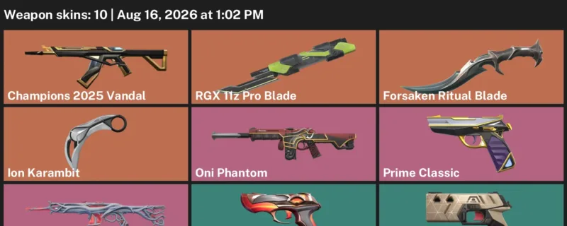 Valorant account inventory for LVL 112 · Champions 2025 Vandal & Forsaken Ritual Blade & Ion Karambit