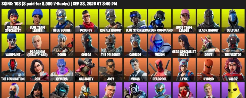 Fortnite account inventory for Sparkle Specialist - Blue Team Leader - 108 Outfits