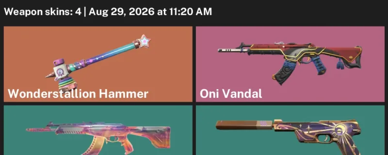 Valorant account inventory for LVL 47 · Oni Vandal & Horizon Vandal