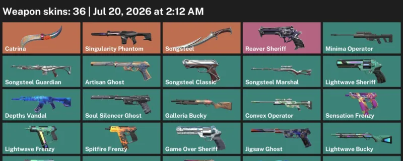 Valorant Accounts listing: LVL 183 · Aero Frenzy & Artisan Ghost · 36 Skins - Gold 1, 36 skins
