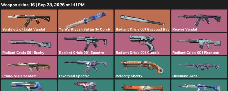 Valorant account inventory for LVL 126 · Luxe Vandal & 2.0 Phantom