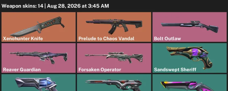 Valorant account inventory for LVL 241 · Xenohunter Knife & Forsaken Operator