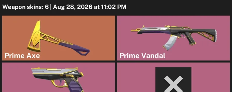 Valorant account inventory for LVL 1 · Prime Vandal & Rush Phantom