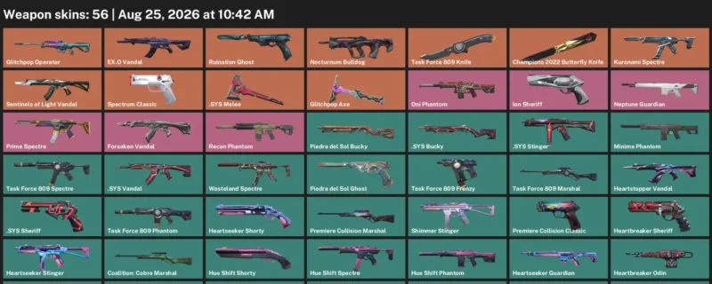 Valorant account inventory for LVL 73 · Champions 2022 Butterfly Knife & Task Force 809 Knife