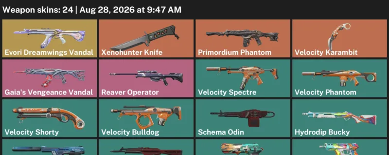 Valorant account inventory for LVL 170 · Velocity Karambit & Xenohunter Knife