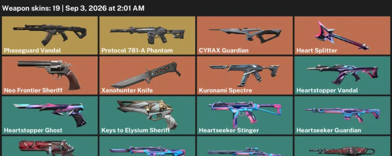 Valorant account inventory for LVL 49 · Xenohunter Knife & Heartbreaker Sheriff