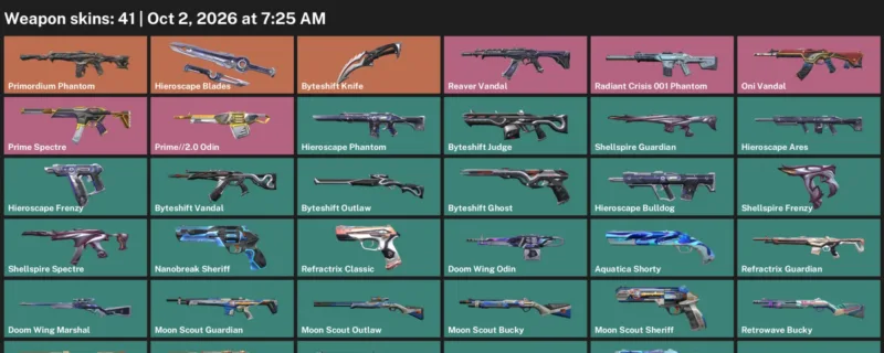 Valorant account inventory for LVL 74 · Byteshift Knife & Byteshift Vandal