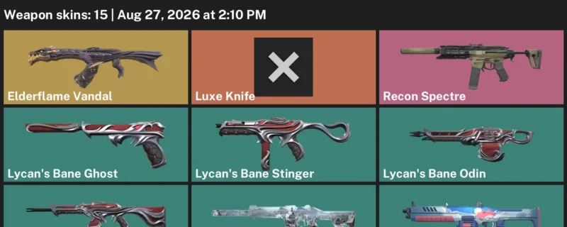 Valorant account inventory for LVL 31 · Elderflame Vandal & Luxe Knife