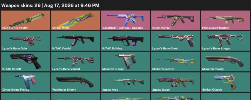 Valorant account inventory for LVL 54 · Striker Knife & Jigsaw Ares