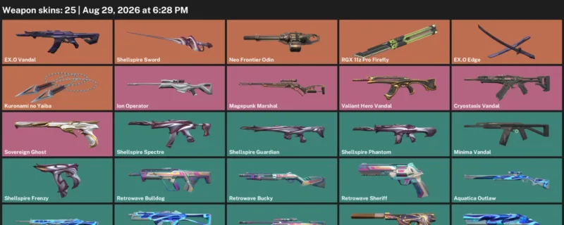 Valorant account inventory for LVL 117 · 25 Skins Kuronami no Yaiba & Cryostasis Vandal