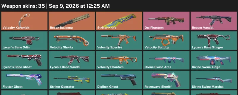 Valorant account inventory for LVL 153 · Striker Knife & Velocity Karambit & 35 Skins Striker Knife