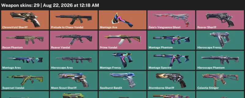 Valorant account inventory for LVL 93 · ChronoVoid Sheriff & Hieroscape Phantom