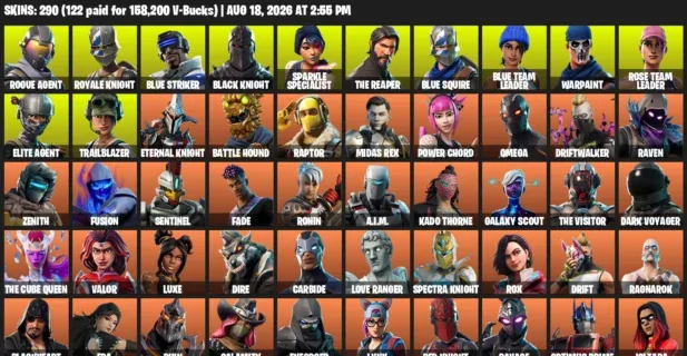 Fortnite account inventory for LVL 2117 - Rogue Agent - Royale Knight - 290 Outfits