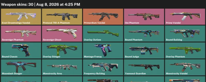 Valorant account inventory for LVL 55 · Bound Phantom & Evori Dreamwings Vandal