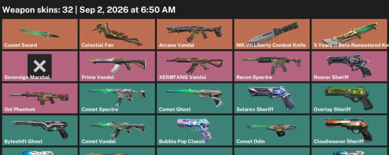 Valorant account inventory for LVL 215 · Arcane Vandal & Beta Remastered Knife & Celestial Fan