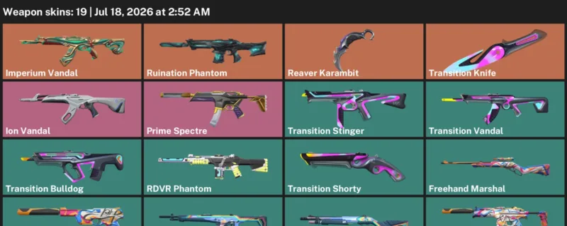 Valorant Accounts listing: LVL 122 · Reaver Karambit & Transition Knife · 19 Skins - Silver 2, 19 skins