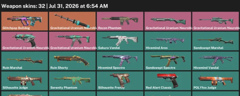 Valorant Accounts listing: LVL 24 · Glitchpop Bulldog & Gravitational Uranium Neuroblaster Baton · 32 Skins - Silver 3, 32.