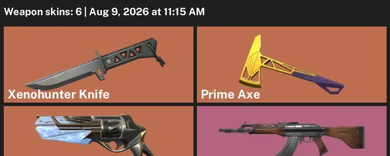Valorant account inventory for LVL 41 · Xenohunter Knife & Prime Axe