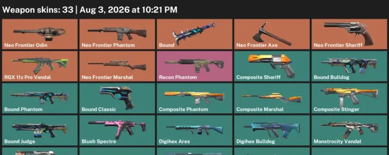 Valorant account inventory for LVL 104 · Blush Operator & Bound Judge