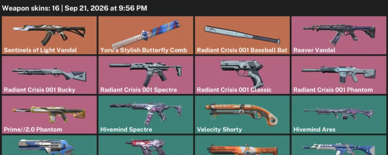 Valorant account inventory for LVL 126 · Luxe Vandal & 2.0 Phantom