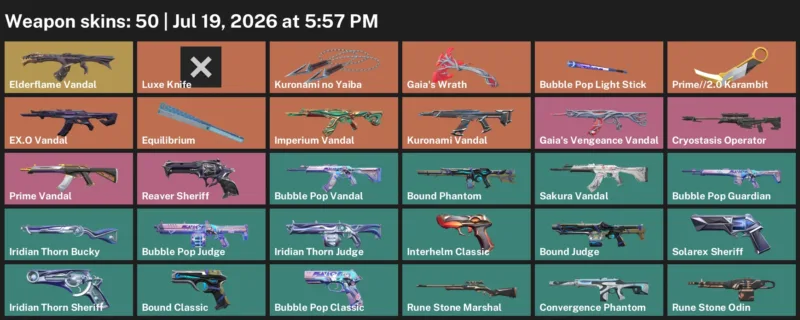 Valorant Accounts listing: LVL 152 · Kuronami no Yaiba & Luxe Knife · 50 Skins - Silver 1, 50 skins