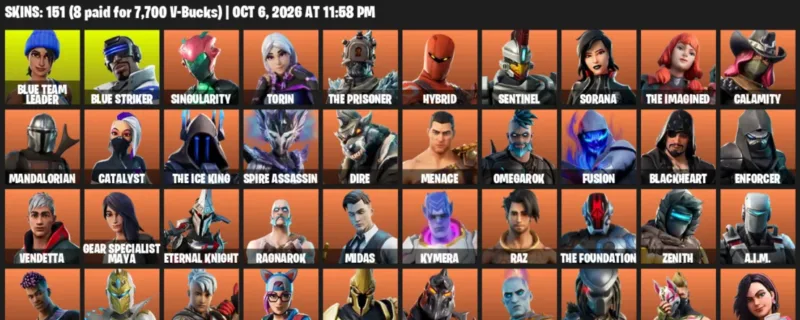 Fortnite account inventory for Blue Team Leader - Blue Striker - 120 Outfits