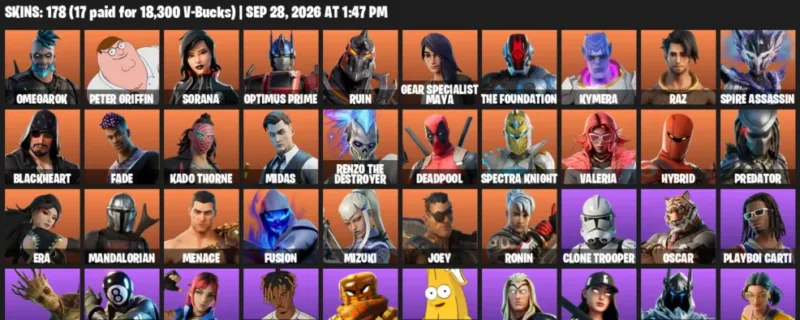 Fortnite account inventory for Omegarok - Peter Griffin - 120 Outfits