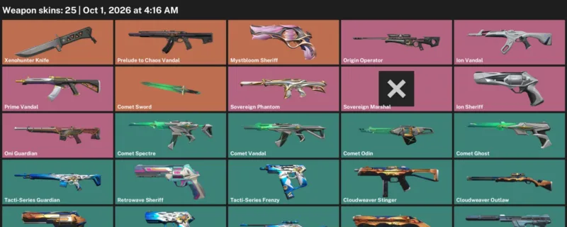 Valorant account inventory for LVL 118 · Xenohunter Knife & Cloudweaver Sheriff