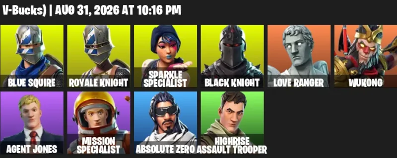 Fortnite account inventory for LVL 217 - Rose Team Leader - Warpaint - 16 Outfits