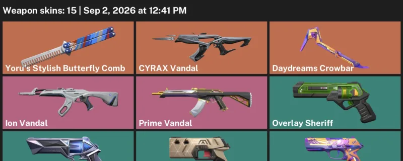 Valorant account inventory for LVL 88 · Cyrax Vandal & Daydreams Operator