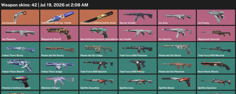 Valorant Accounts listing: LVL 55 · Champions 2022 Butterfly Knife & Ion Karambit · 42 Skins - Bronze 1, 42 skins