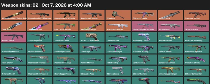 Valorant account inventory for LVL 370 · 92 Skins Champions 2022 Butterfly Knife & Transition Knife