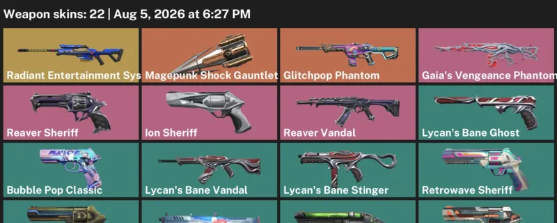 Valorant account inventory for LVL 153 · Glitchpop Phantom & Gaia's Vengeance Phantom