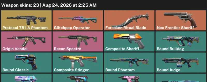 Valorant account inventory for LVL 59 · Forsaken Ritual Blade & Bound Phantom